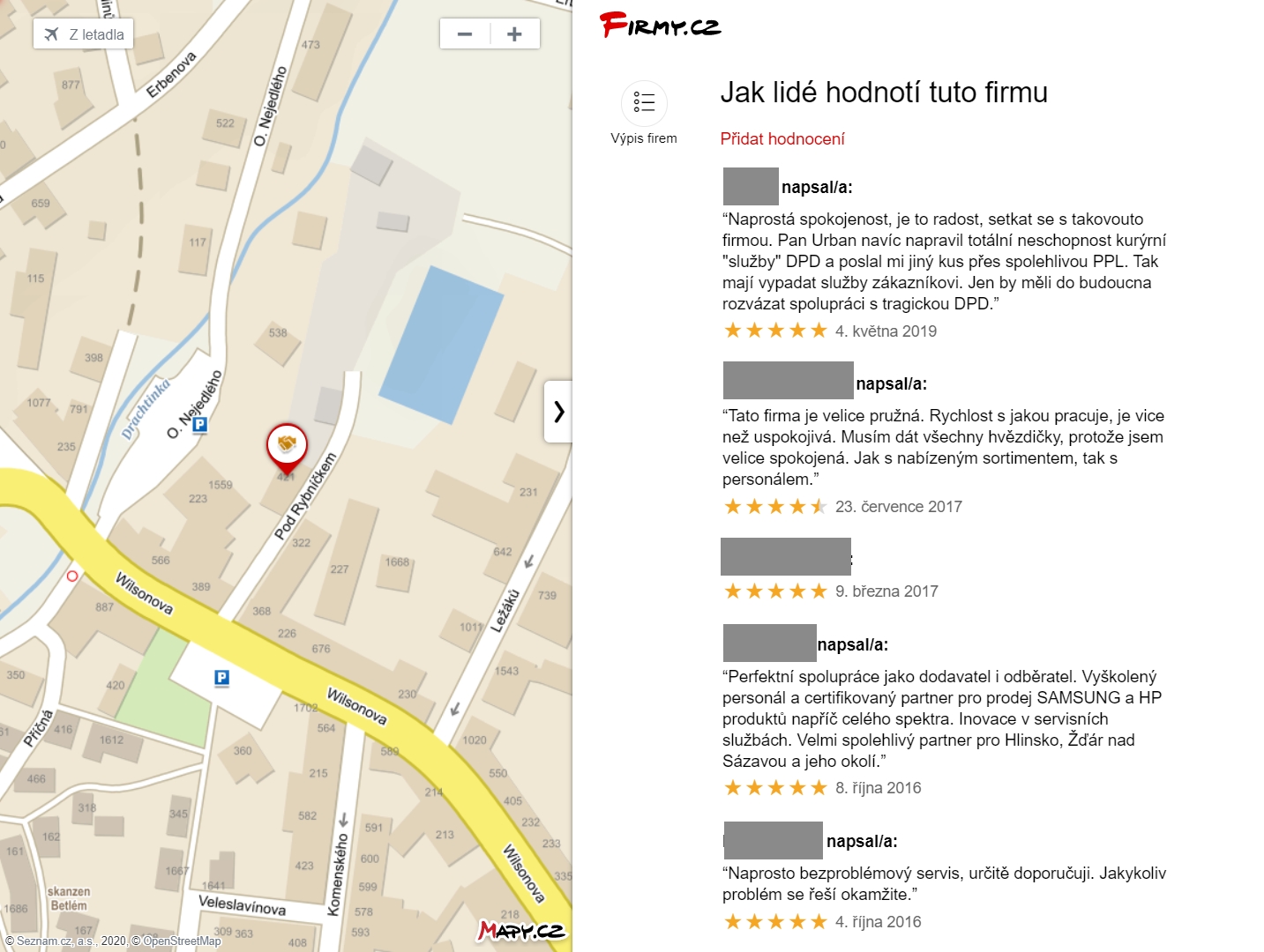 Hodnocení našich zákazníků na Firmy.cz